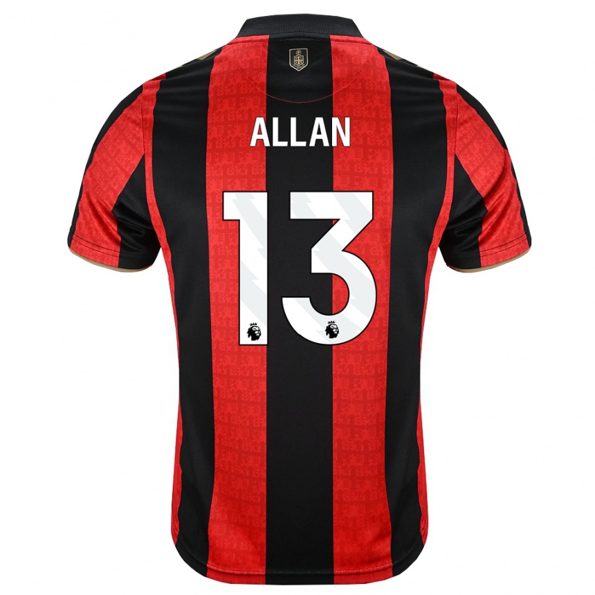 ילדים כדורגל Mack Allan #13 זהב אדום שחור ג'רזי ביתית 2026/27 ילדים כדורגל Mack Allan #13 זהב אדום שחור ג'רזי ביתית 2026/27