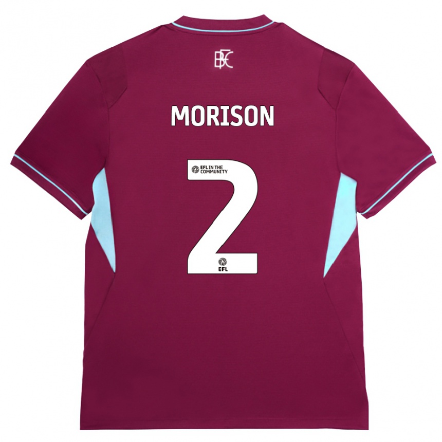 ילדים כדורגל Dylan Morison #2 בורדו ירוק ג'רזי ביתית 2026/27