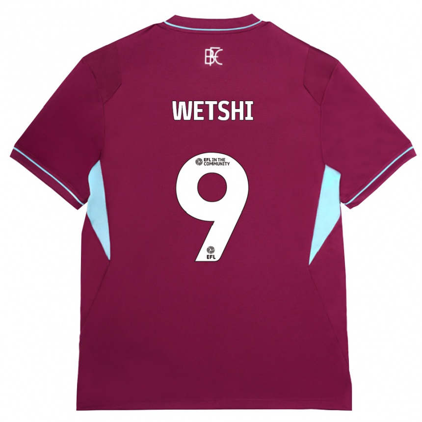ילדים כדורגל Benji Wetshi #9 בורדו ירוק ג'רזי ביתית 2026/27