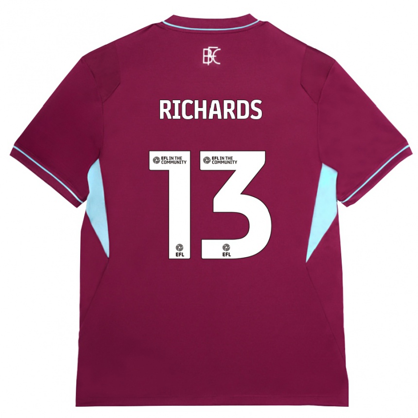 ילדים כדורגל Jade Richards #13 בורדו ירוק ג'רזי ביתית 2026/27