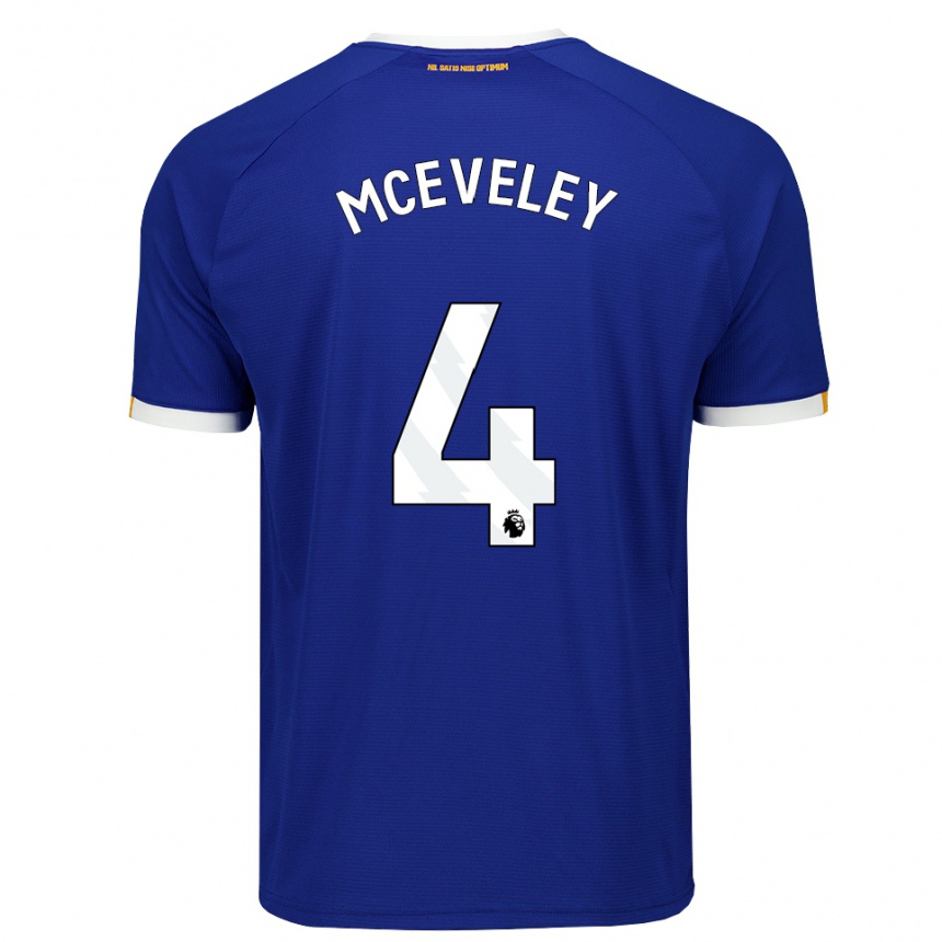 ילדים כדורגל Harlow Mceveley #4 כחול לבן צהוב ג'רזי ביתית 2026/27