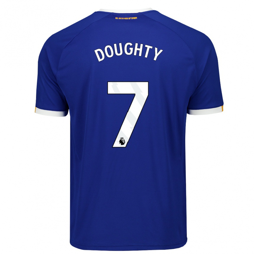 ילדים כדורגל Jake Doughty #7 כחול לבן צהוב ג'רזי ביתית 2026/27
