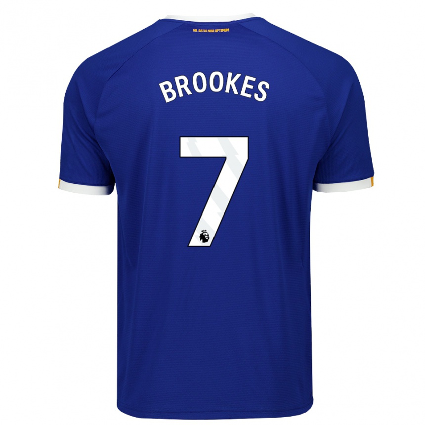 ילדים כדורגל Harry Brookes #7 כחול לבן צהוב ג'רזי ביתית 2026/27