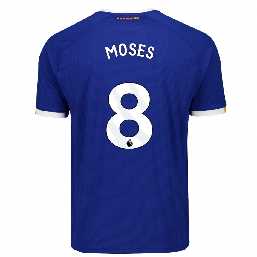ילדים כדורגל Amari Moses #8 כחול לבן צהוב ג'רזי ביתית 2026/27