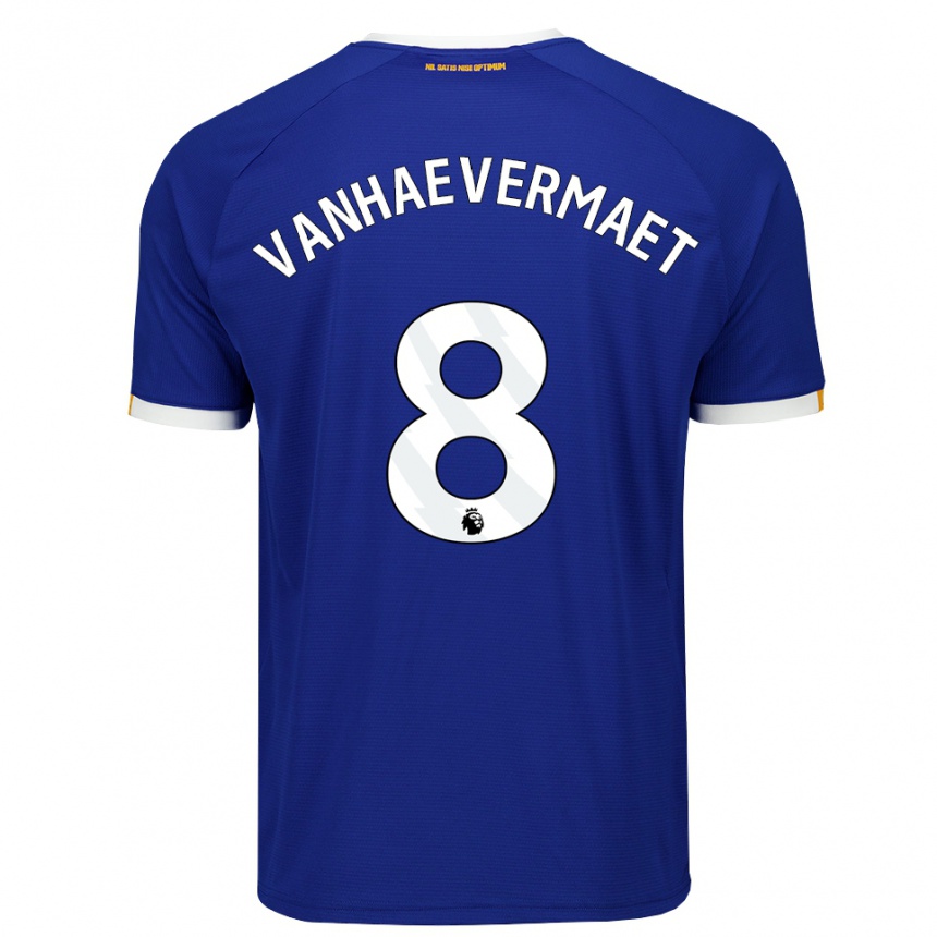 ילדים כדורגל Justine Vanhaevermaet #8 כחול לבן צהוב ג'רזי ביתית 2026/27