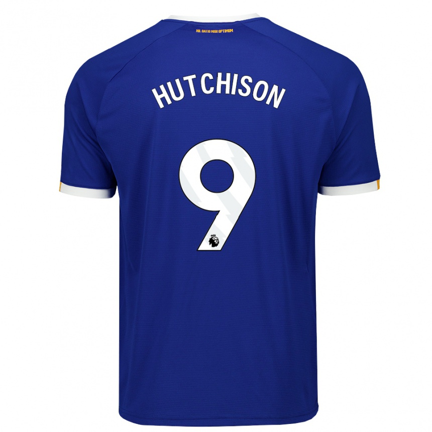 ילדים כדורגל Kai Hutchison #9 כחול לבן צהוב ג'רזי ביתית 2026/27