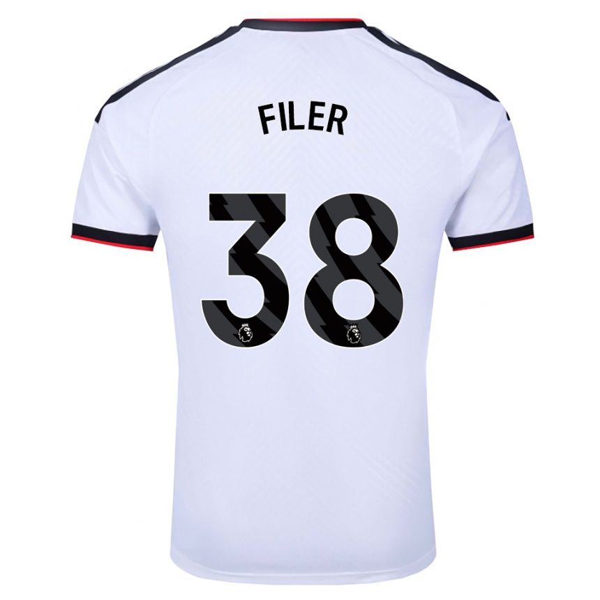 ילדים כדורגל Maddie Filer #38 לבן שחור אדום ג'רזי ביתית 2026/27