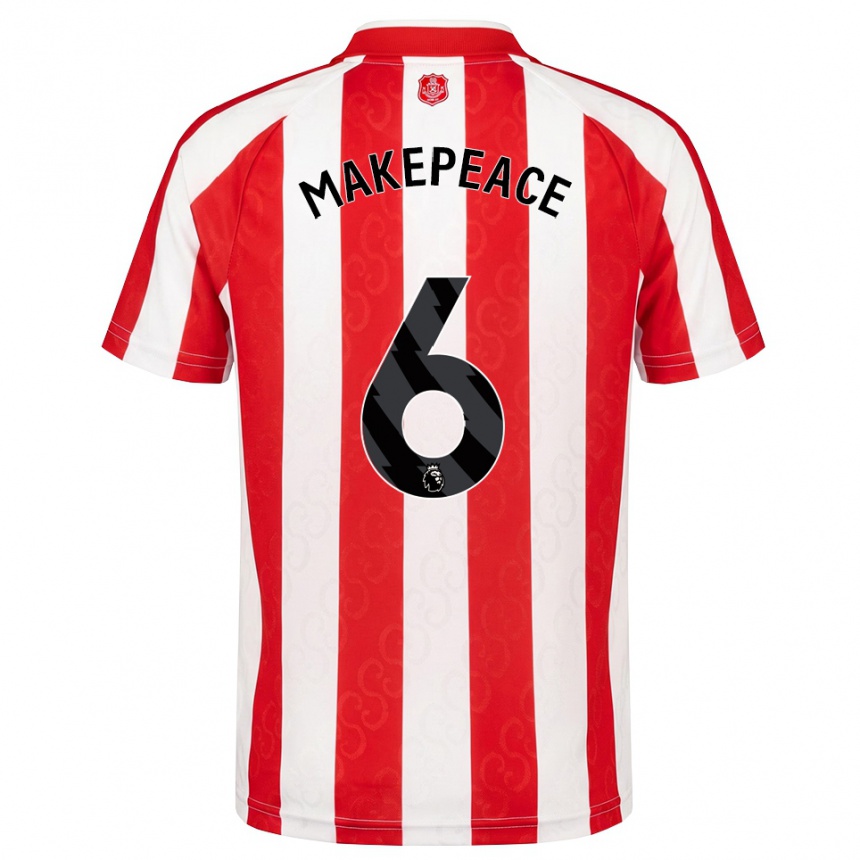 ילדים כדורגל Joe Makepeace #6 אדום לבן שחור ג'רזי ביתית 2026/27