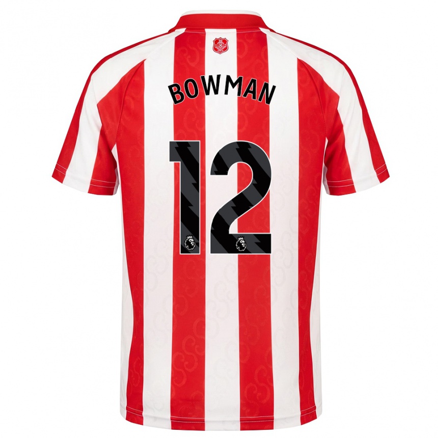 ילדים כדורגל Arron Bowman #12 אדום לבן שחור ג'רזי ביתית 2026/27