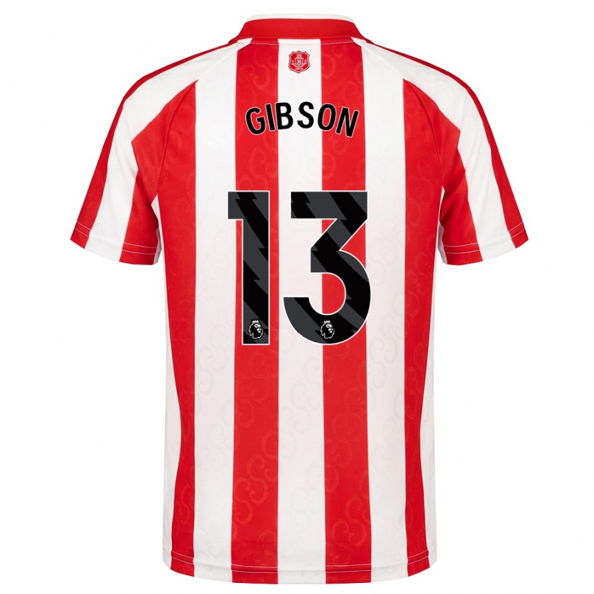 ילדים כדורגל Lewie Gibson #13 אדום לבן שחור ג'רזי ביתית 2026/27