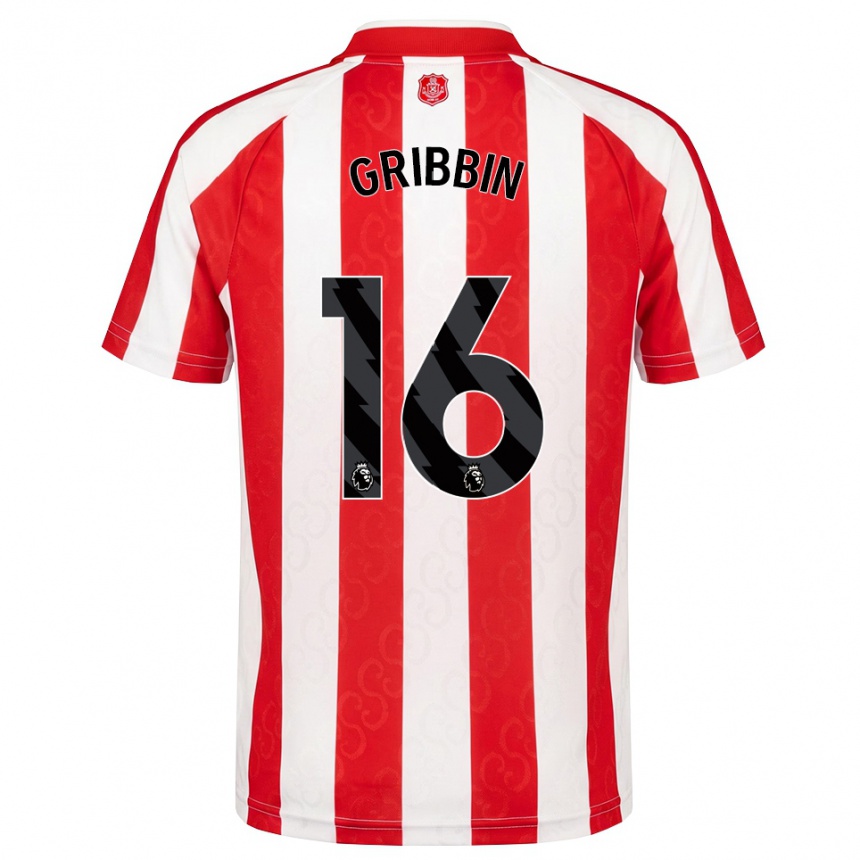 ילדים כדורגל Lewis Gribbin #16 אדום לבן שחור ג'רזי ביתית 2026/27