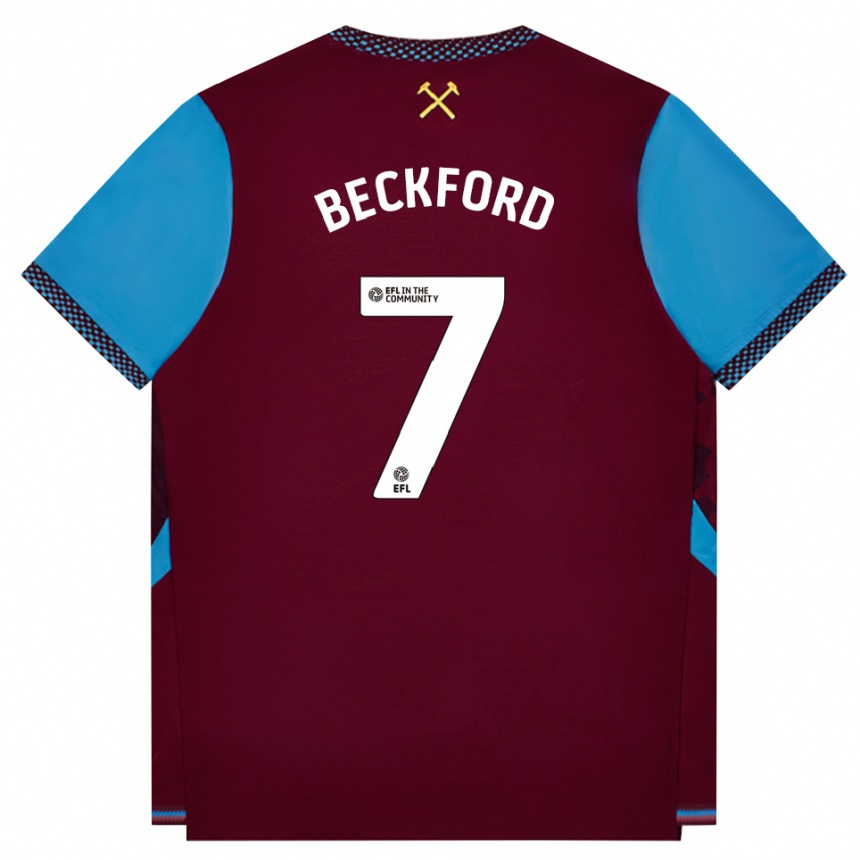ילדים כדורגל Lewis Beckford #7 בורדו כחול קורנפלאוור ג'רזי ביתית 2026/27