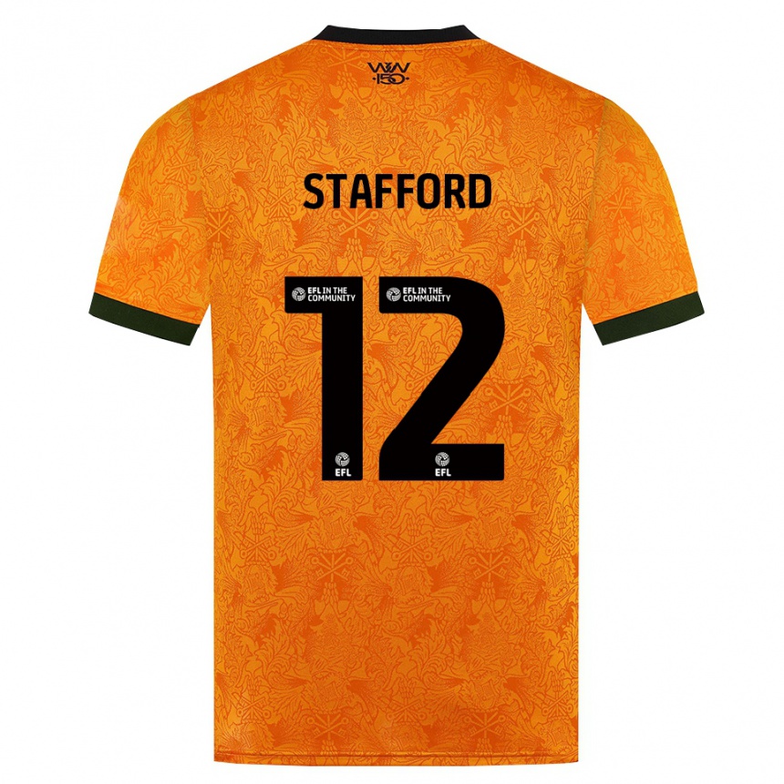 ילדים כדורגל Ollie Stafford #12 כתום שחור ג'רזי ביתית 2026/27