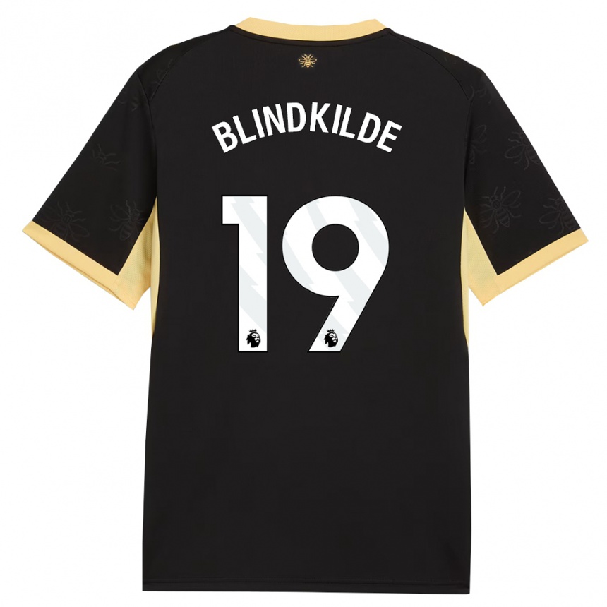 ילדים כדורגל Laura Blindkilde Brown #19 שחור צהוב הרחק ג'רזי 2026/27