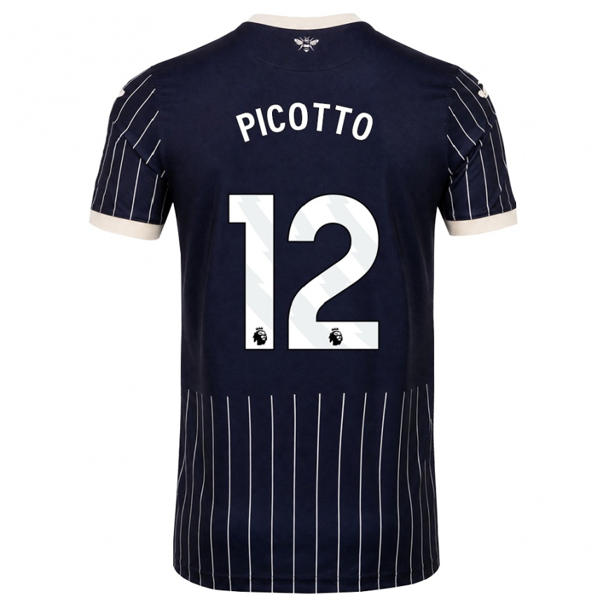 ילדים כדורגל Luca Picotto #12 שחור לבן הרחק ג'רזי 2026/27