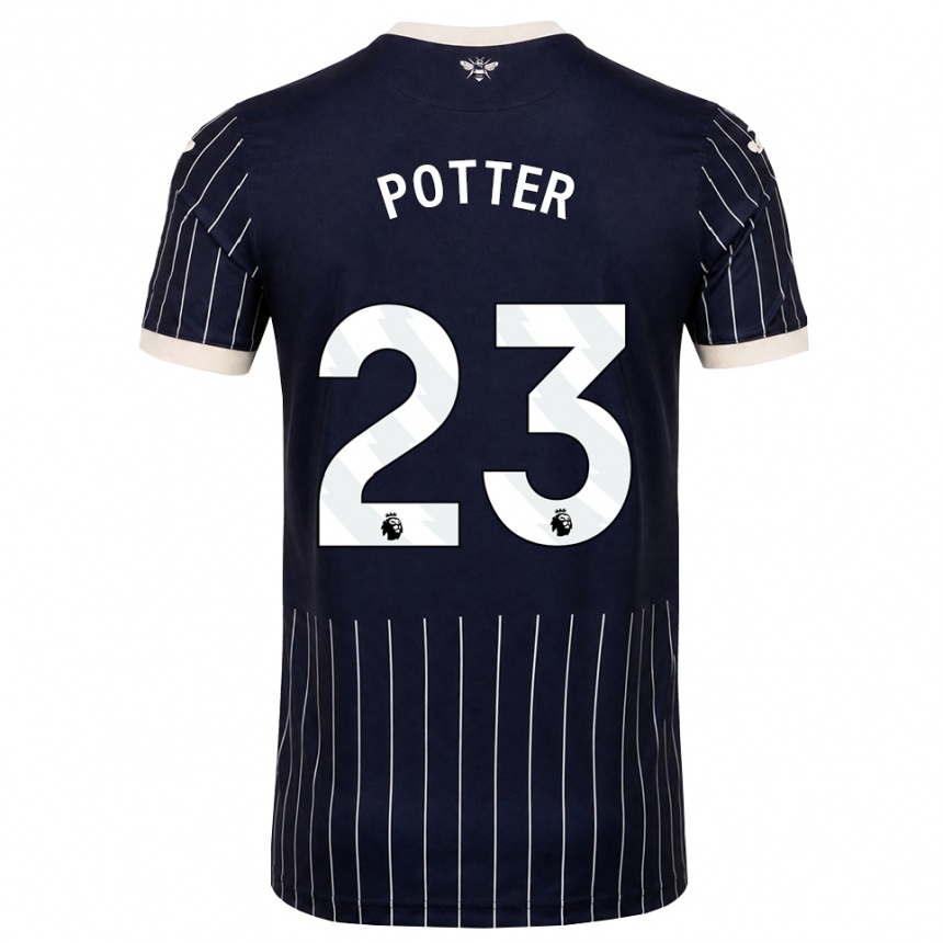 ילדים כדורגל Lucy Potter #23 שחור לבן הרחק ג'רזי 2026/27