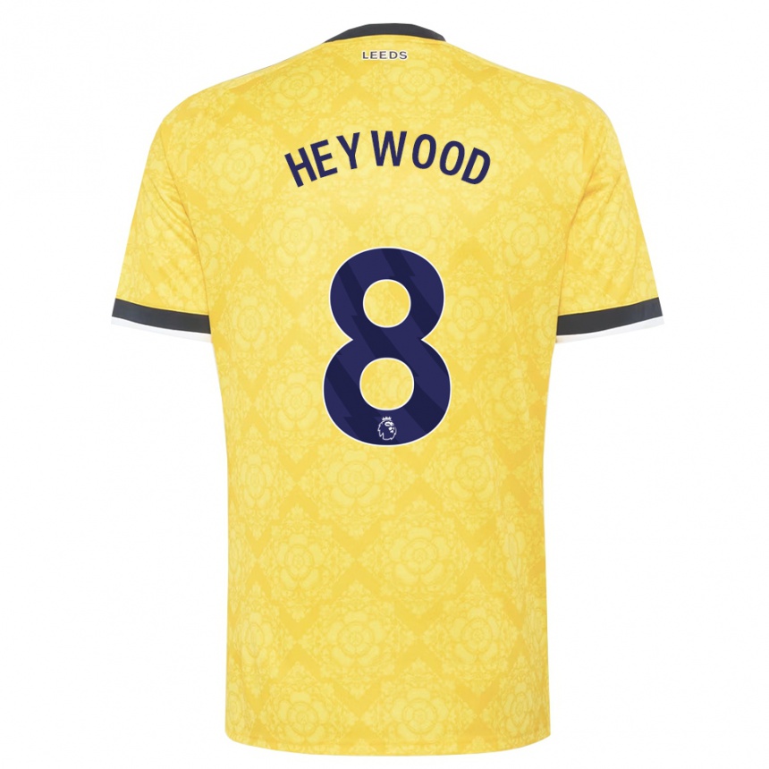 ילדים כדורגל Owen Heywood #8 צהוב לבן שחור הרחק ג'רזי 2026/27