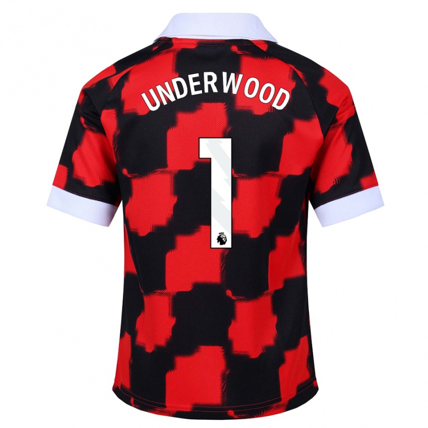 ילדים כדורגל Marco Underwood #1 אדום לבן שחור הרחק ג'רזי 2026/27