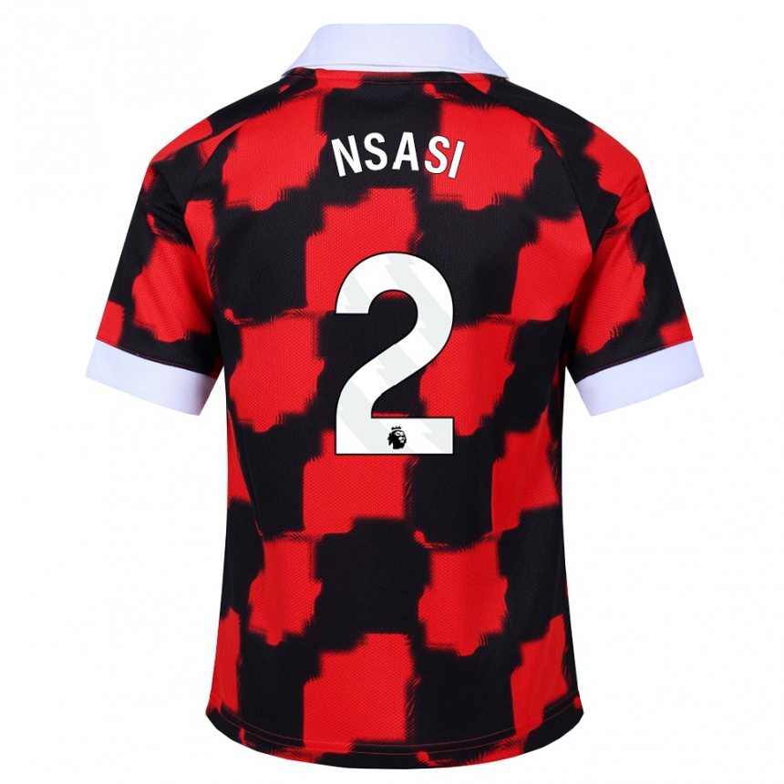 ילדים כדורגל Eddie Nsasi #2 אדום לבן שחור הרחק ג'רזי 2026/27