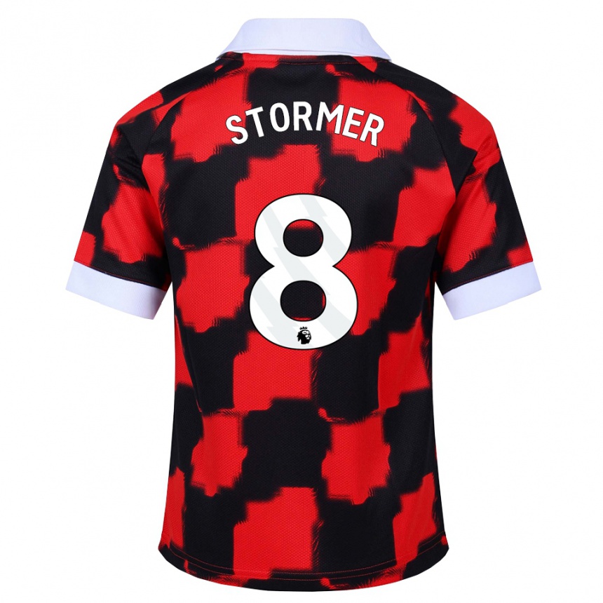 ילדים כדורגל Becky Stormer #8 אדום לבן שחור הרחק ג'רזי 2026/27