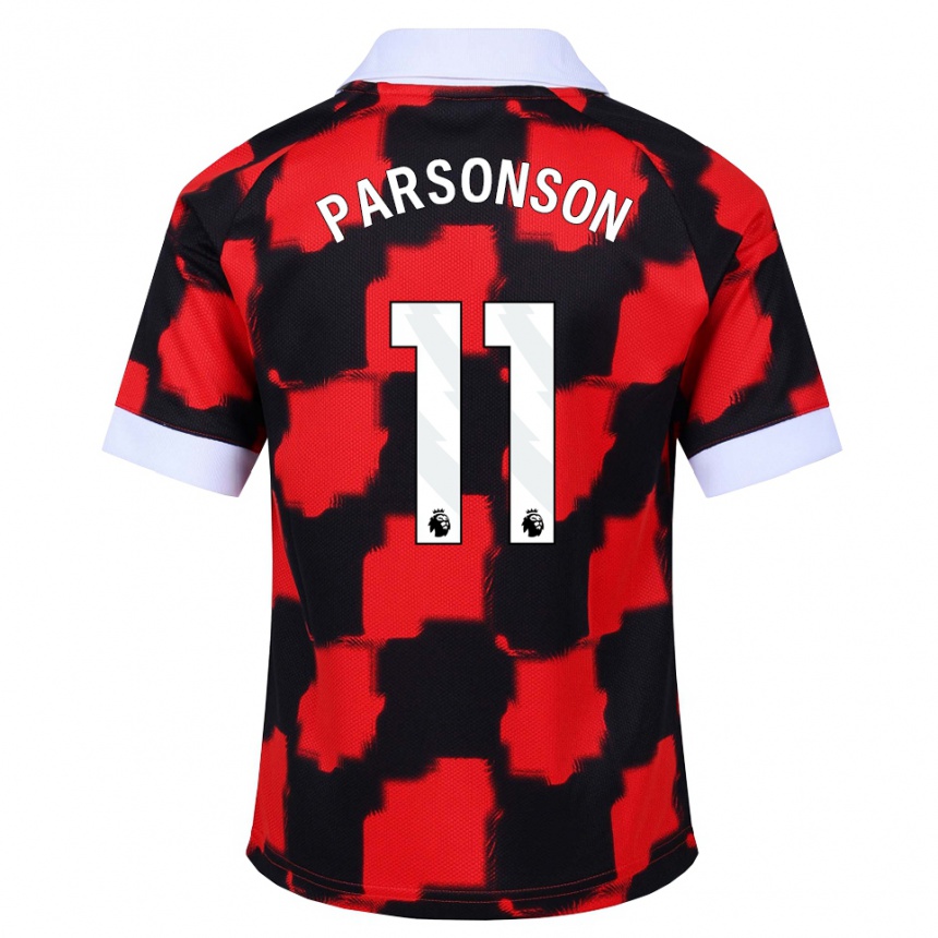 ילדים כדורגל Madi Parsonson #11 אדום לבן שחור הרחק ג'רזי 2026/27