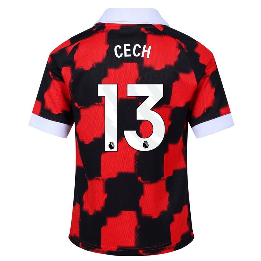 ילדים כדורגל Damian Cech #13 אדום לבן שחור הרחק ג'רזי 2026/27