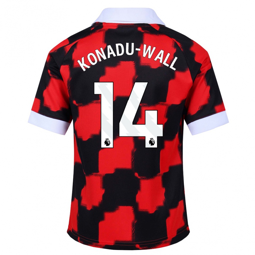 ילדים כדורגל Lewis Konadu-Wall #14 אדום לבן שחור הרחק ג'רזי 2026/27