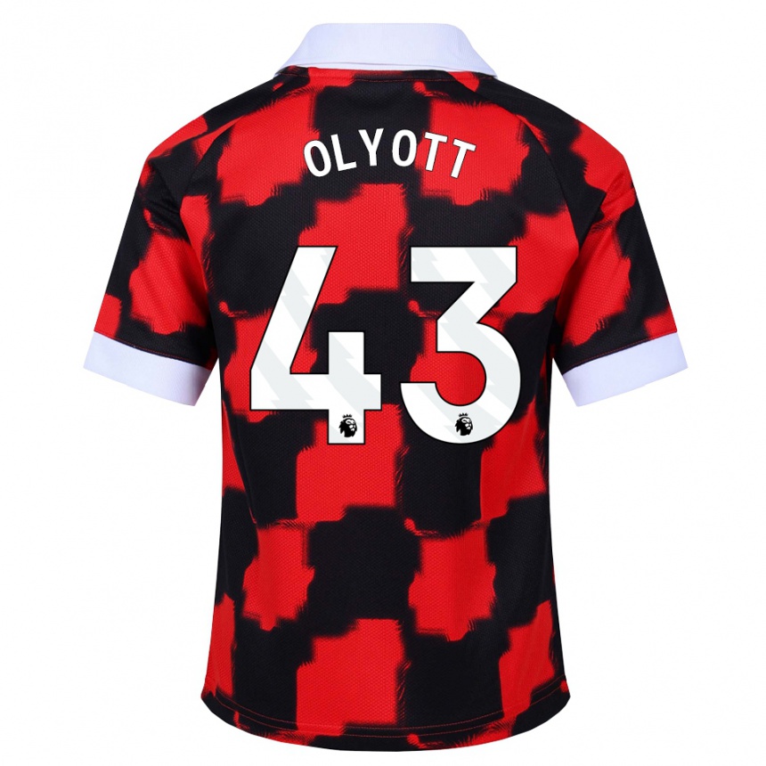 ילדים כדורגל Tom Olyott #43 אדום לבן שחור הרחק ג'רזי 2026/27