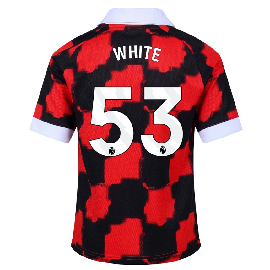 ילדים כדורגל Alfie White #53 אדום לבן שחור הרחק ג'רזי 2026/27