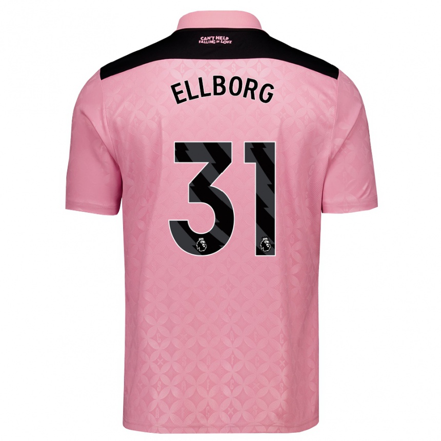 ילדים כדורגל Melker Ellborg #31 ורוד בהיר שחור הרחק ג'רזי 2026/27