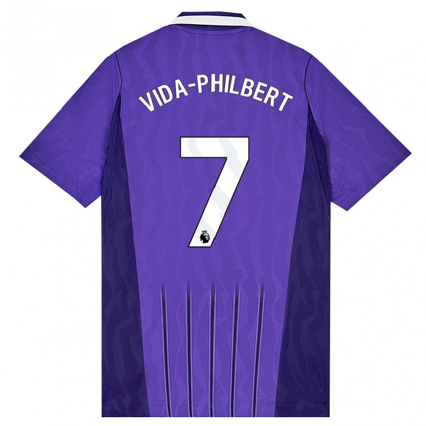 ילדים כדורגל Joel Vida-Philbert #7 סגול לבן ג'רזי קיט שלישי 2026/27