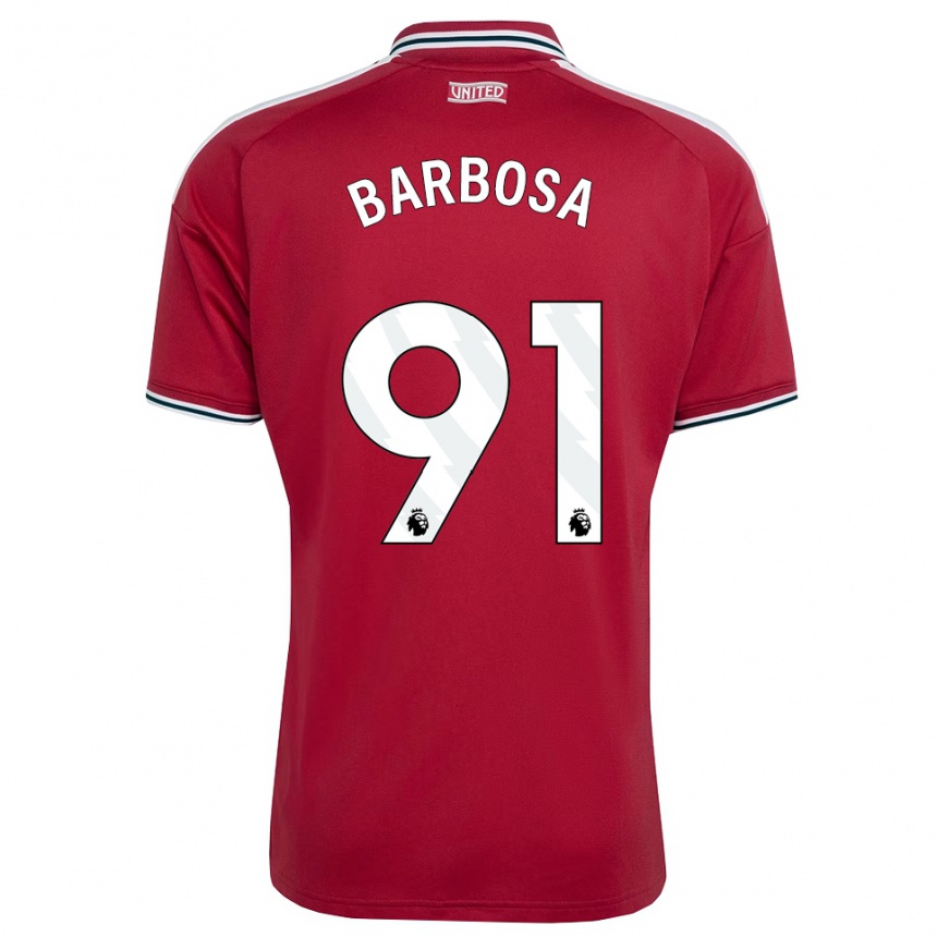 גברים כדורגל Neithan Barbosa #91 אדום צהוב לבן ג'רזי ביתית 2026/27 גברים כדורגל Neithan Barbosa #91 אדום צהוב לבן ג'רזי ביתית 2026/27