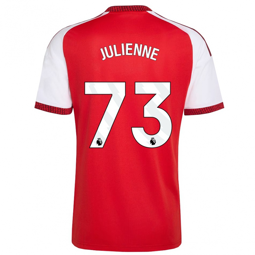 גברים כדורגל Theo Julienne #73 אדום לבן שחור ג'רזי ביתית 2026/27