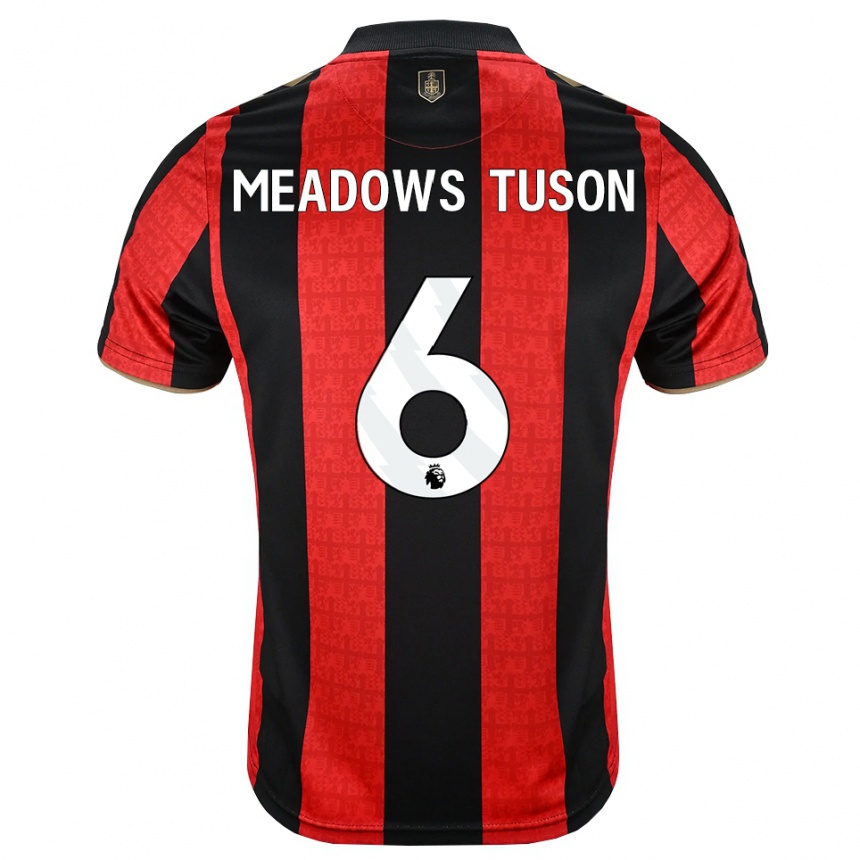 גברים כדורגל Freya Meadows Tuson #6 זהב אדום שחור ג'רזי ביתית 2026/27 גברים כדורגל Freya Meadows Tuson #6 זהב אדום שחור ג'רזי ביתית 2026/27