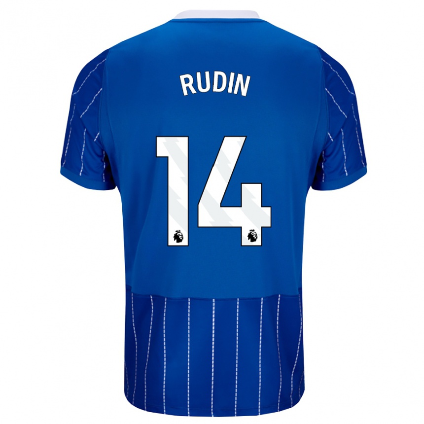 גברים כדורגל Daniel Rudin #14 כחול מדיום לבן ג'רזי ביתית 2026/27