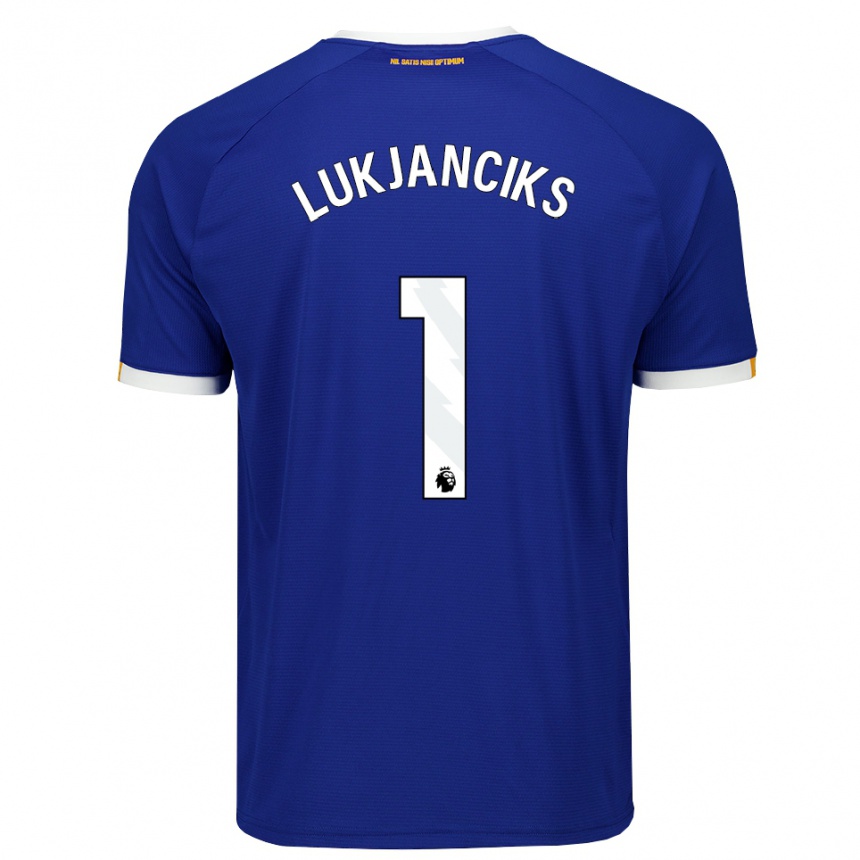 גברים כדורגל Douglass Lukjanciks #1 כחול לבן צהוב ג'רזי ביתית 2026/27