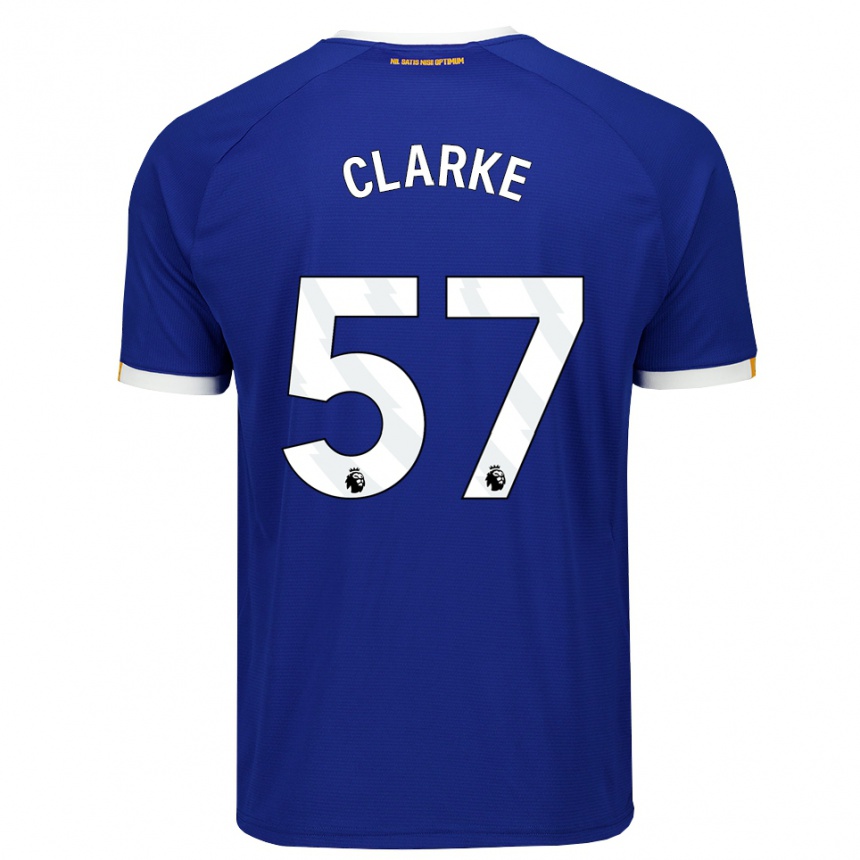 גברים כדורגל Justin Clarke #57 כחול לבן צהוב ג'רזי ביתית 2026/27