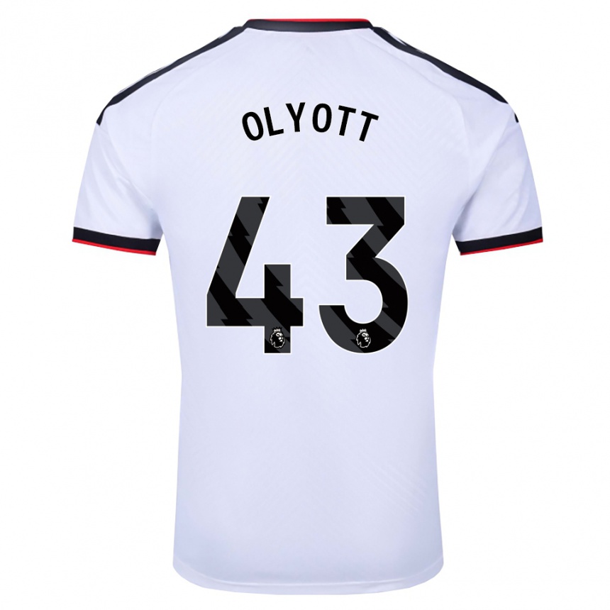 גברים כדורגל Tom Olyott #43 לבן שחור אדום ג'רזי ביתית 2026/27