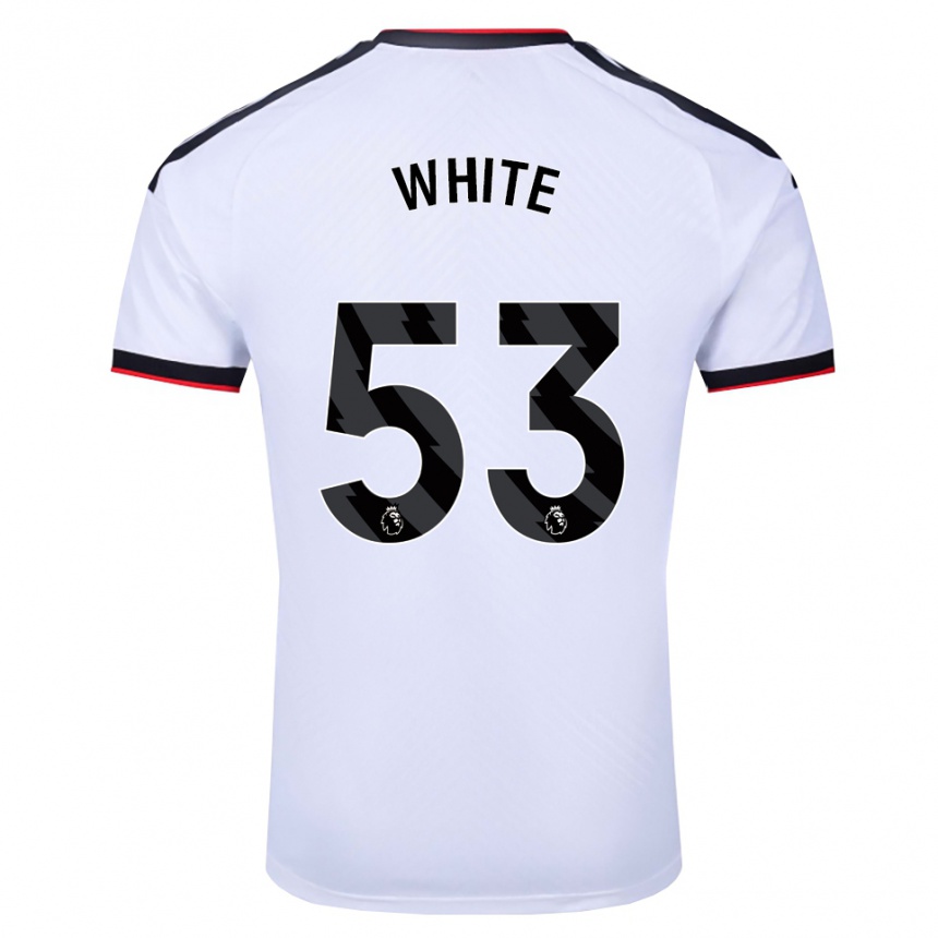 גברים כדורגל Alfie White #53 לבן שחור אדום ג'רזי ביתית 2026/27