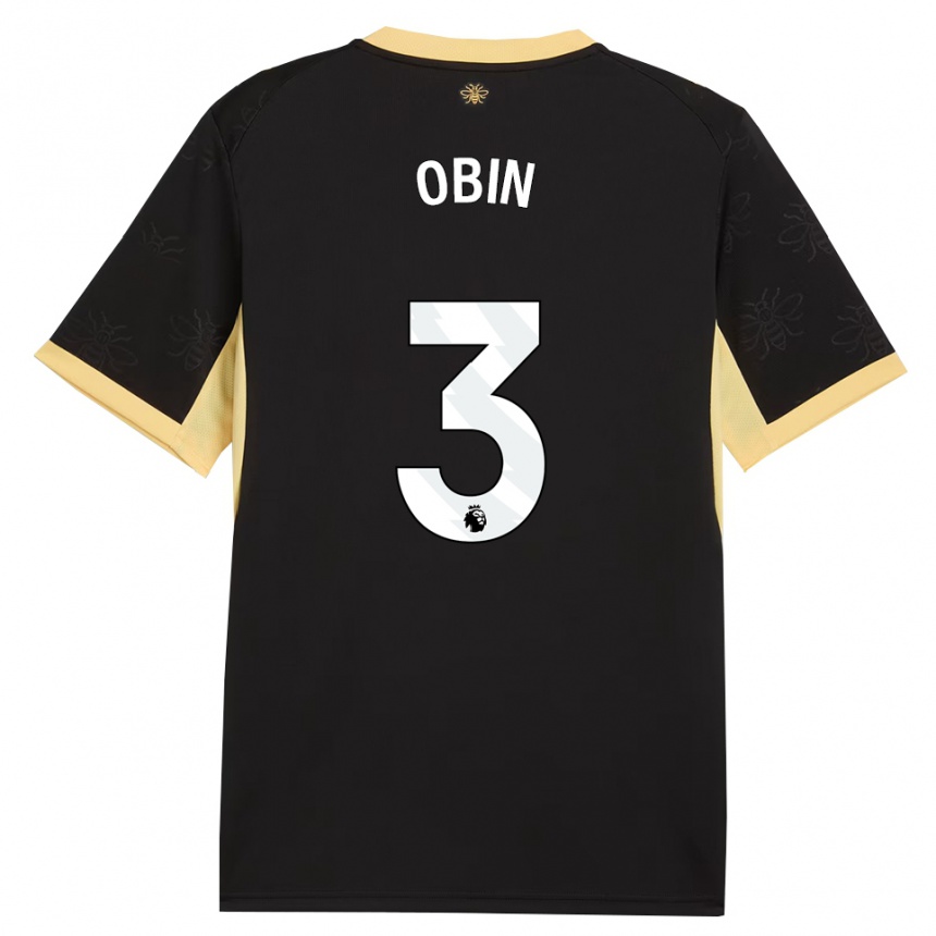 גברים כדורגל Yohann Obin #3 שחור צהוב הרחק ג'רזי 2026/27