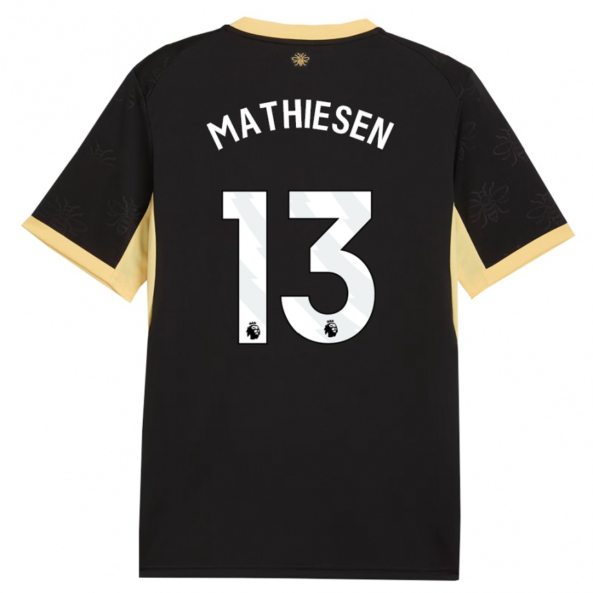 גברים כדורגל Toran Mathiesen #13 שחור צהוב הרחק ג'רזי 2026/27