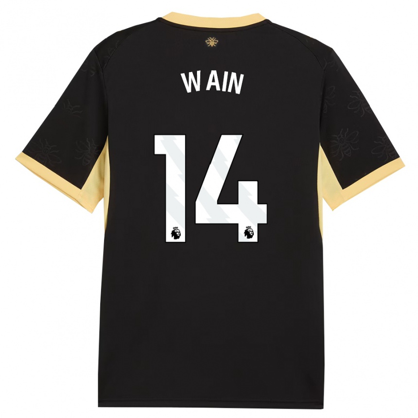 גברים כדורגל Jake Wain #14 שחור צהוב הרחק ג'רזי 2026/27