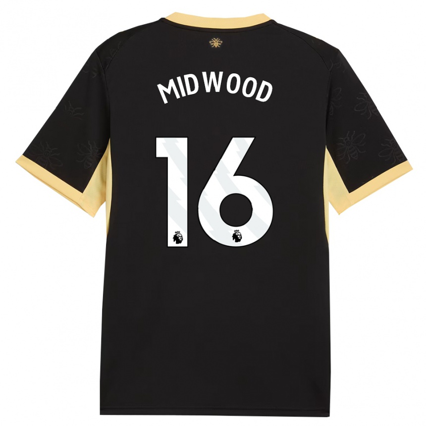 גברים כדורגל Kylan Midwood #16 שחור צהוב הרחק ג'רזי 2026/27 גברים כדורגל Kylan Midwood #16 שחור צהוב הרחק ג'רזי 2026/27