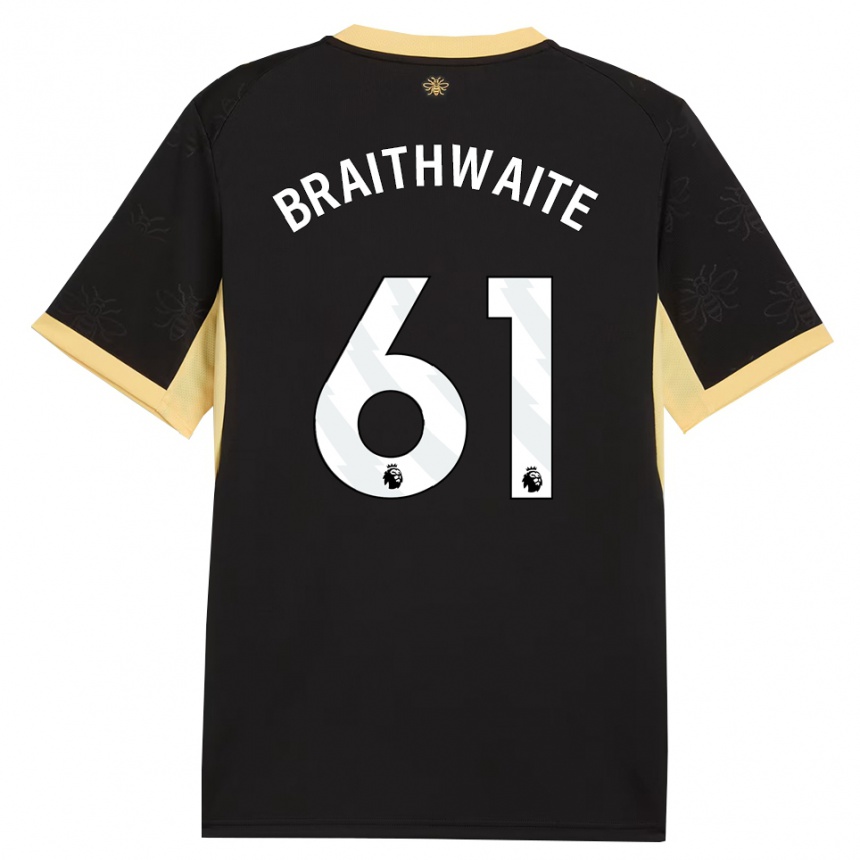 גברים כדורגל Kaden Braithwaite #61 שחור צהוב הרחק ג'רזי 2026/27