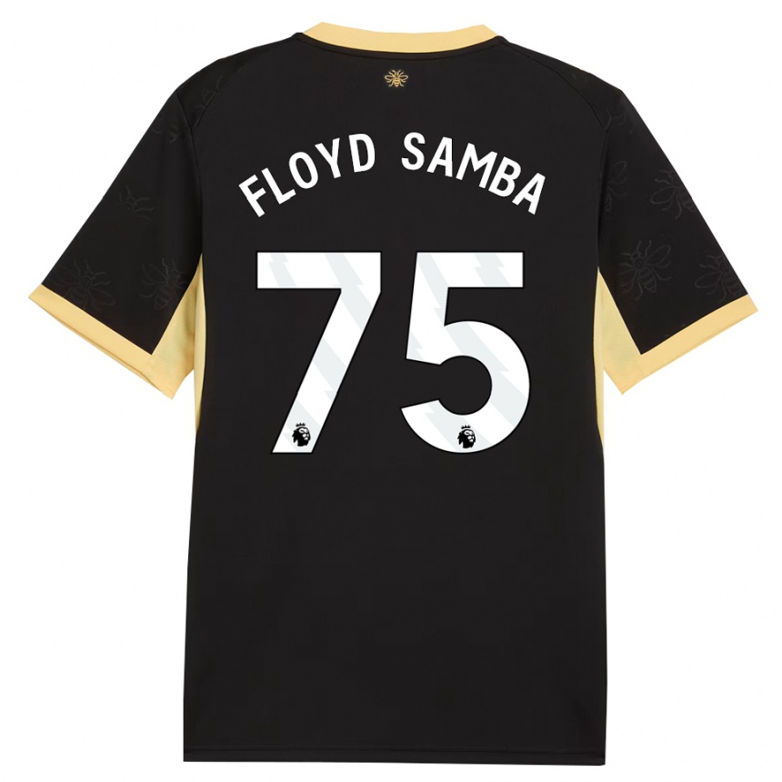 גברים כדורגל Floyd Samba #75 שחור צהוב הרחק ג'רזי 2026/27