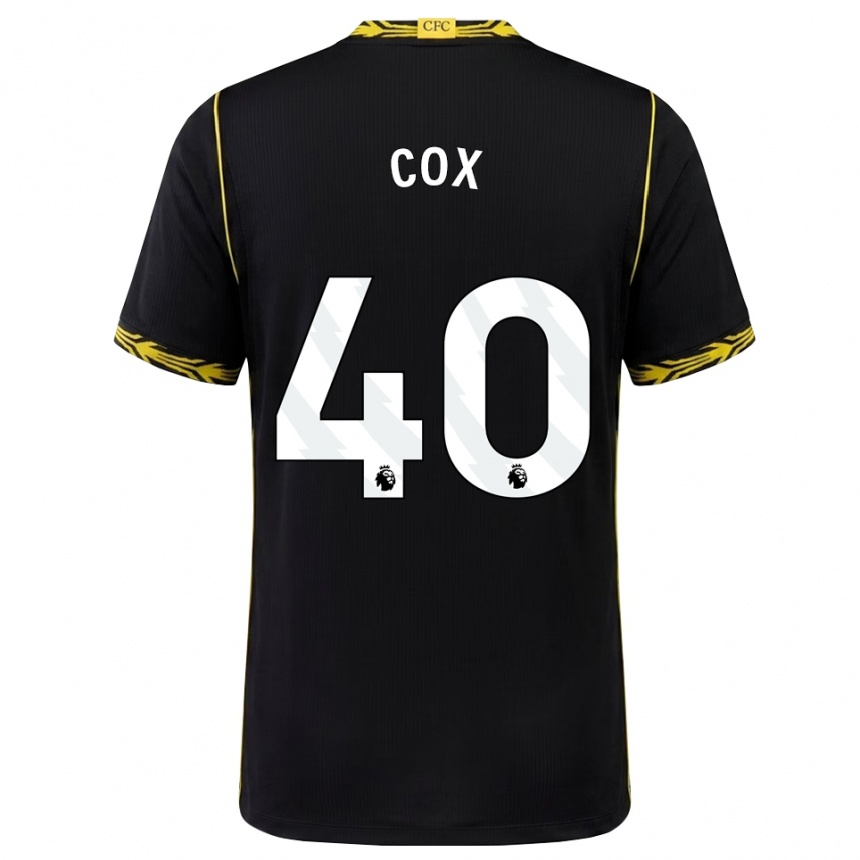 גברים כדורגל Katie Cox #40 שחור צהוב הרחק ג'רזי 2026/27