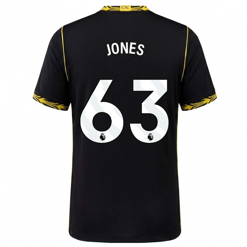 גברים כדורגל Vera Jones #63 שחור צהוב הרחק ג'רזי 2026/27