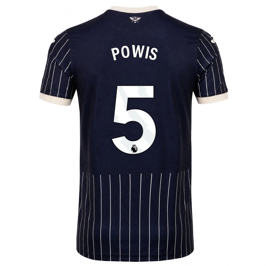 גברים כדורגל Isaiah Powis #5 שחור לבן הרחק ג'רזי 2026/27
