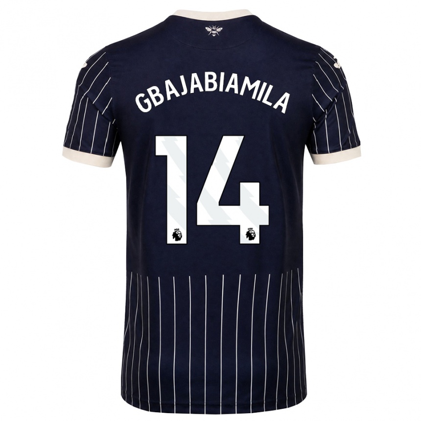גברים כדורגל Habeebat Gbajabiamila #14 שחור לבן הרחק ג'רזי 2026/27