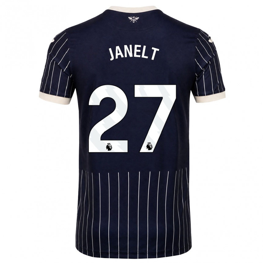 גברים כדורגל Vitaly Janelt #27 שחור לבן הרחק ג'רזי 2026/27